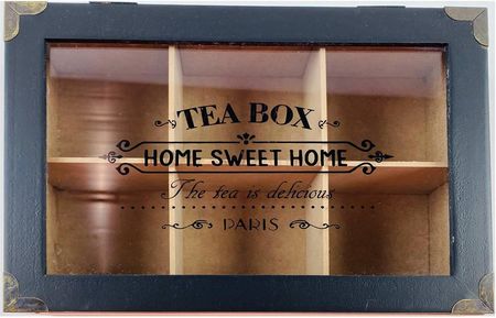 Eh Excellent Houseware Pudełko na herbatę, MDF, 24 x 16,5 x 7 cm, czarne (HZ1930910)