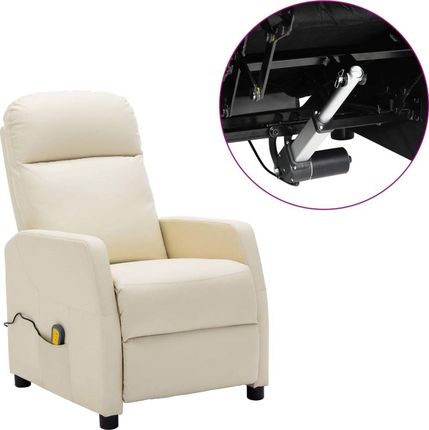 vidaXL Elektryczny Fotel Rozkładany Masujący Kremowy Sztuczna Skóra 8723459