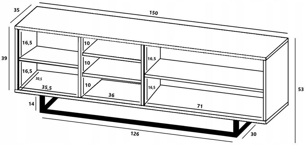 Meble Lindner Szafka Rtv Loft Komoda Wotan Grafit Mat 150 Cm