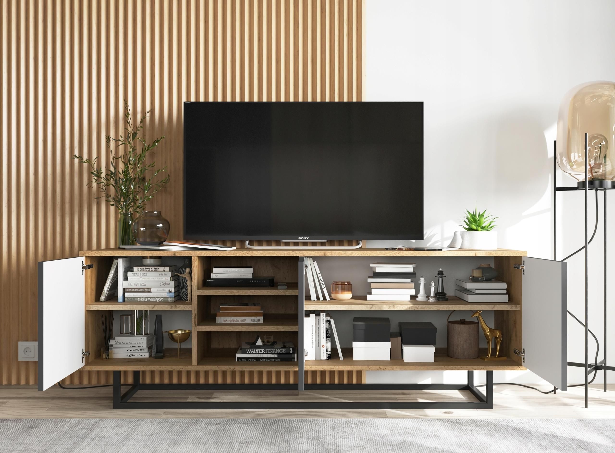 Meble Lindner Szafka Rtv Loft Komoda Wotan Grafit Mat 150 Cm - zdjęcie 4 Meble Lindner Szafka Rtv Loft Komoda Wotan Grafit Mat 150 Cm