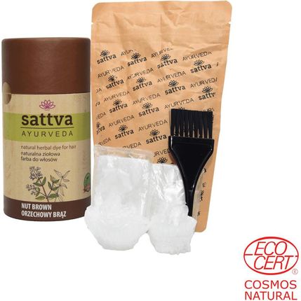 Sattva naturalna ziołowa farba do włosów orzechowy brąz, 150 g - zdjęcie 2