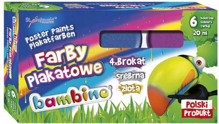 Bambino Farby Plakatowe 6 Kolorów 20Ml Brokat Standard