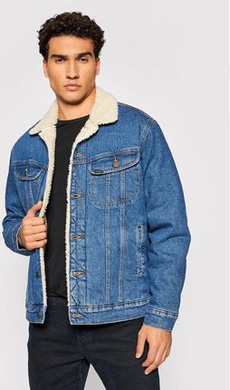 Lee Kurtka jeansowa Sherpa L87AMWGV Granatowy Regular Fit