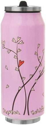 Kubek termiczny, termos, bidon, drzewo z sercami, różowy, PUSZKA, 400 ml