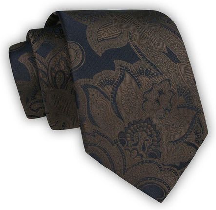 Brązowy Krawat Męski w Kwiaty, Klasyczny, Szeroki 8 cm, Elegancki -CHATTIER KRCH1234