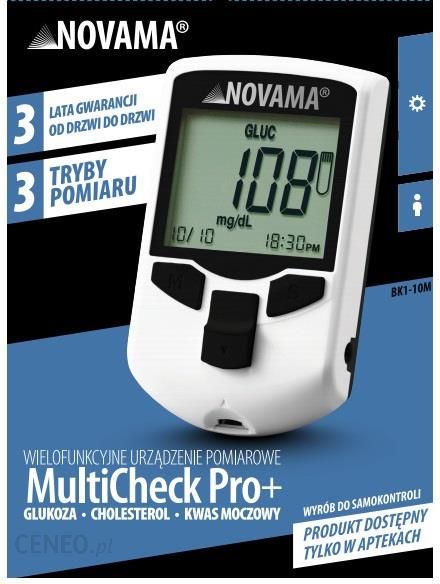 Novama Multicheck Pro+ Miernik Wielofunkcyjny Glukoza Cholesterol Kwas Moczowy