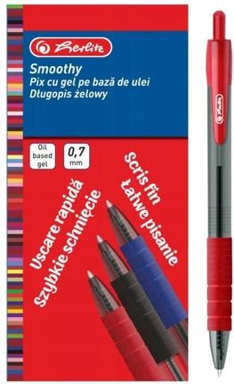 Herlitz 12 X Długopis Żelowy Smoothy Czerwony 0,7
