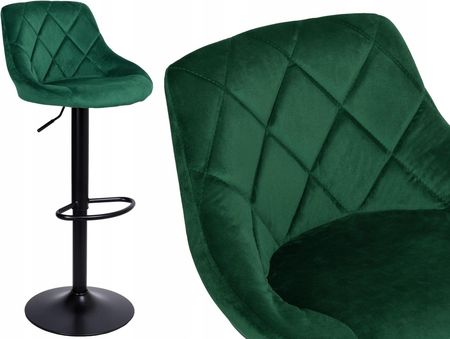 Krzesło Barowe Cydro Black Aksamitne Ciemno-Zielon