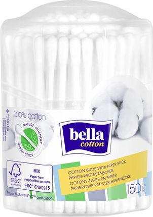 Bella Cotton Papierowe patyczki higieniczne 150 szt. Pudełko ośmiokątne 
