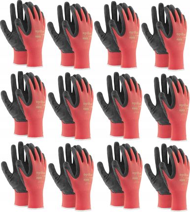 Ogrifox Rękawice Robocze Lateksowe Czerwone 12 Szt R 10 Xl