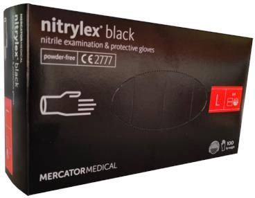 Mercator Medical Rękawiczki Czarne Jednorazowe Nitrylowe Nitrylex® Black 100 Szt. L