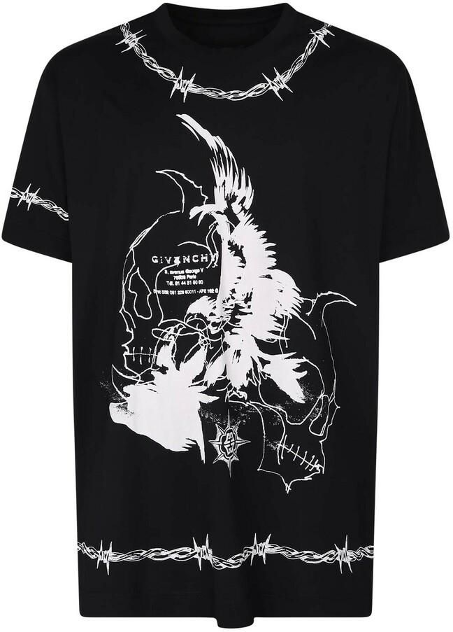 GIVENCHY｜SHORT-SLEEVED ROUND NECK T-SHIRTS (BM716N3YAC Givenchy Logo print cotton T-shirt - Black - Men | BM70ZQ3002001