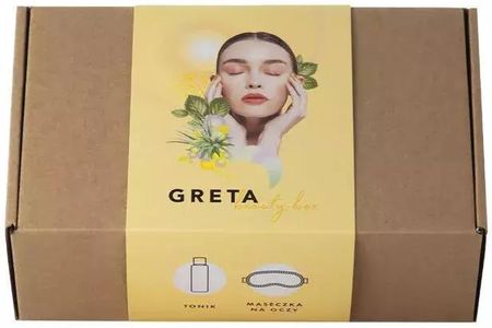 Olivia Plum Greta Beauty Box ZESTAW Tonik Rozjaśniający z Kwasem Glikolowym 5% 100 ml + Maska chłodząca na oczy