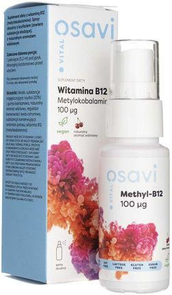OSAVI Witamina B12 Metylokobalamina Spray Doustny Wiśnia 100mcg 25ml