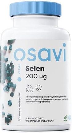 OSAVI Selen 200mcg (Wsparcie odporności, tarczycy) 180 Kapsułek wegańskich