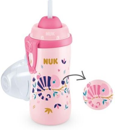 NUK Flexi Cup ze słomką z efektem kameleona 300ml 12M+ różowy