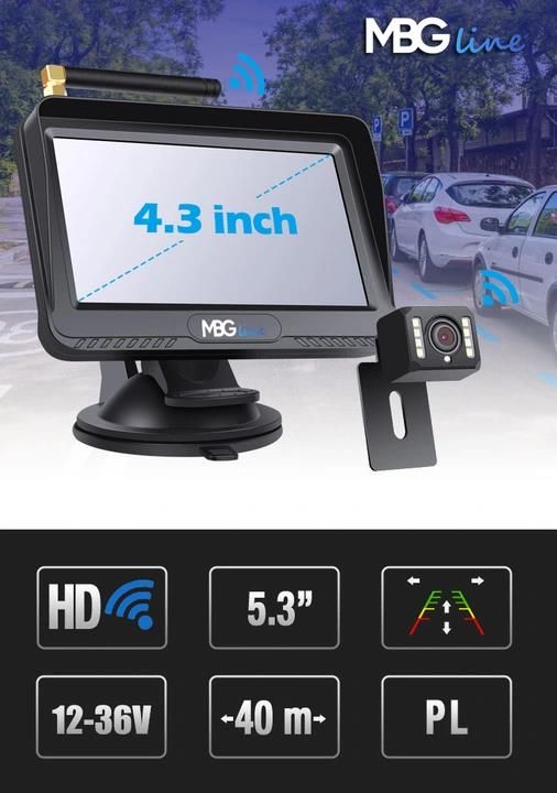 Mbg Line Bezprzewodowy Zestaw Cofania Hd Kamera Lcd 4.3 - zdjęcie 10 Mbg Line Bezprzewodowy Zestaw Cofania Hd Kamera Lcd 4.3
