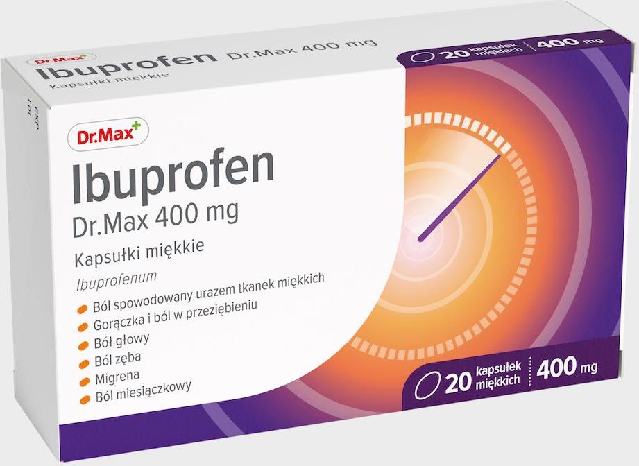 Leki przeciwbólowe Ibuprofen Dr.Max, 400 mg, 20 kapsułek Opinie i