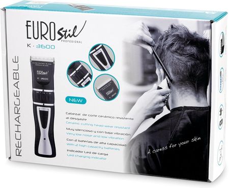 EUROSTIL ELECTRICA K3600 CERAMICO RECARGABLE MAQUINA CORTAPELO CABELLO NEGRO NEGRO 5W 1UN