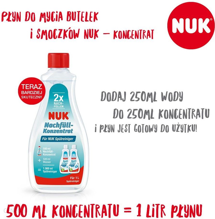 NUK Płyn do mycia butelek i smoczków Nowa Formuła koncentrat opakowanie uzupełniające 500ml