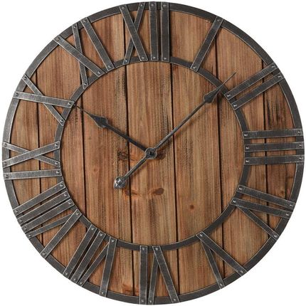 Excellent Houseware Drewniany zegar ścienny rzymski na ścianę loft retro duży 60 cm