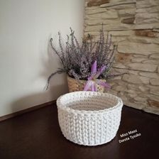 Koszyk ze sznurka bawełnianego 15cmx10cm  - Pudełka na chusteczki handmade