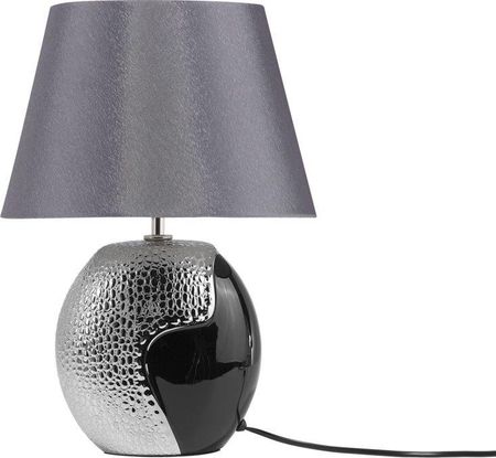 Lampa stołowa Beliani Lampka nocna ceramiczna czarno-srebrna ARGUN 