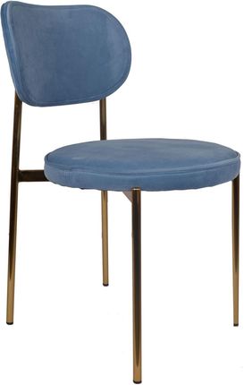 Krzesło Welurowe W Kolorze Niebieskim Na Złotych Metalowych Nogach 10648