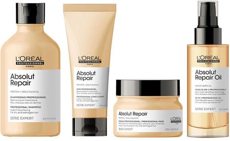 L'Oreal Professionnel Absolut Repair Zestaw regenerujący do włosów: szampon 300ml + odżywka 200ml + maska 250ml + olejek 90ml