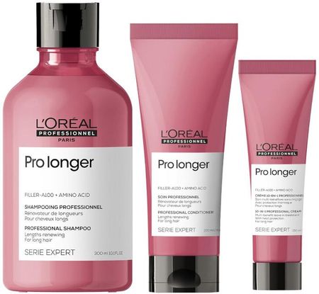 L'Oreal Professionnel Pro Longer Zestaw do włosów długich: szampon 300ml + odżywka 200ml + termoochronny krem do włosów długich 150ml