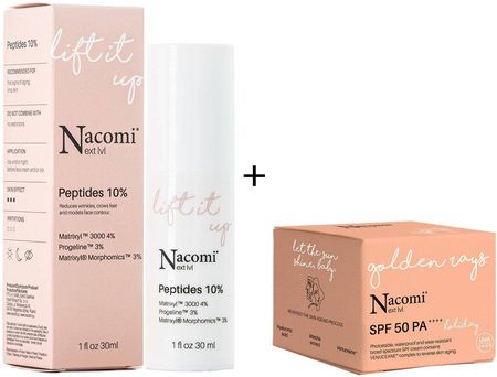 ZESTAW Nacomi Next Level Serum do twarzy Lift it Up Peptides 10% + Next Level Holiday przeciwstarzeniowy krem do twarzy SPF50 50 ml