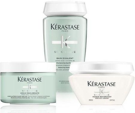 Kérastase Spécifique pielęgnacja włosów tłustych u nasady i uwrażliwionych na długości | szampon Divalent, glinka myjąca, maska