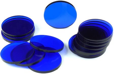 Crafters Podstawki akrylowe - Transparentne - Okrągłe 30 x 3 mm - Niebieskie (15)