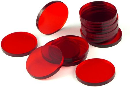 Crafters Podstawki akrylowe - Transparentne - Okrągłe 32 x 3 mm - Czerwone (15)