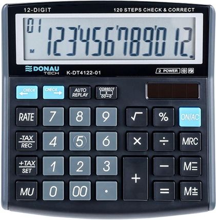 Donau Tech Kalkulator Biurowy 12-Cyfr. Wyświetlacz Wym. 136X134X28 Mm Czarny