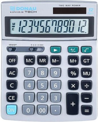 Donau Tech Kalkulator Biurowy 12-Cyfr. Wyświetlacz Wym. 210X154X34 Mm Metalowa Obudowa Srebrny