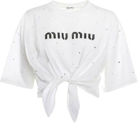 Tシャツ・カットソー MiuMiu FW25 Miu Miu Cotton T-shirt (MJA906SOOO 11QG F04MU) Miu Miu T-shirt - Ceny i opinie - Ceneo.pl