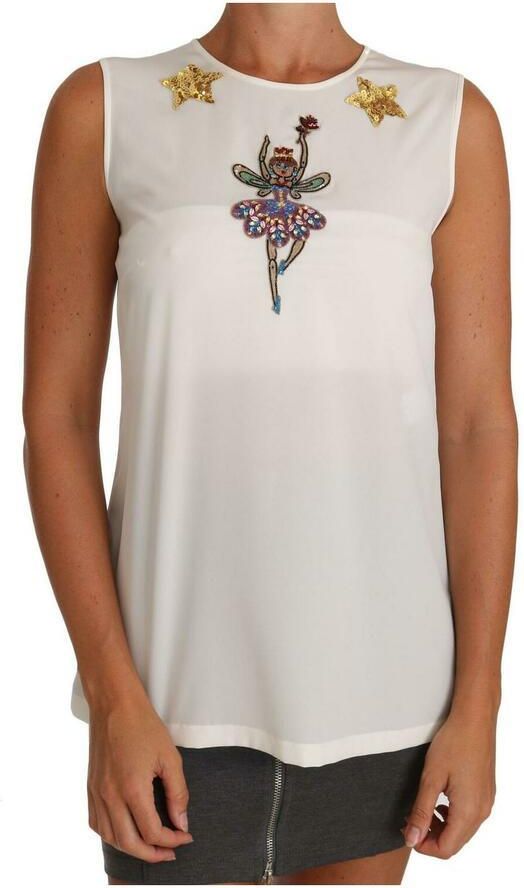 Dolce & Gabbana Multicolor Printed Crystal Embellishment Top