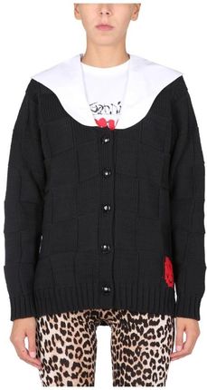Ganni Smiley Cardigan Ganni Smiley Collared Chunky Knit Cardigan