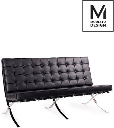 Modesto Design Sofa Barcelon Czarna Ekoskóra Stal Polerowana 89943