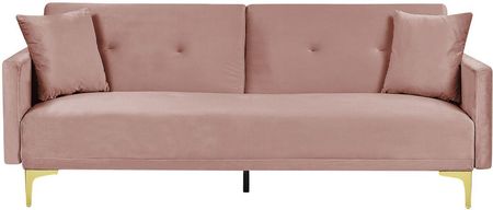Beliani Sofa 3-osobowa welurowa różowa z poduszkami do salonu nowoczesna Lucian