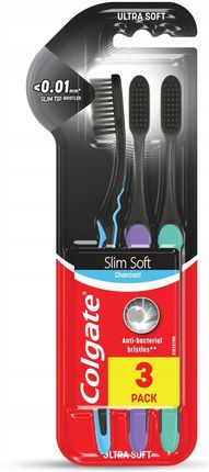 Colgate Slim Soft Charcoal Szczoteczka do zębów miękka SOFT z węglem aktywnym 3 szt