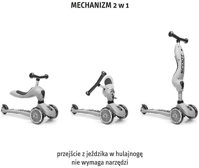 Scootandride Highwaykick 1 2w1 Jeździk i Hulajnoga 1-5 lat + Kask XXS-S Ash