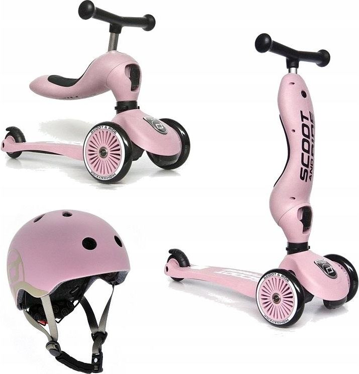 Scootandride Highwaykick 1 2w1 Jeździk i Hulajnoga 1-5 lat + Kask XXS-S Rose - zdjęcie 5 Scootandride Highwaykick 1 2w1 Jeździk i Hulajnoga 1-5 lat + Kask XXS-S Rose