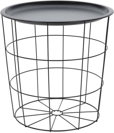 Metalowy stolik kawowy, druciany kosz, loft, nowoczesny, czarny, 40x40 cm