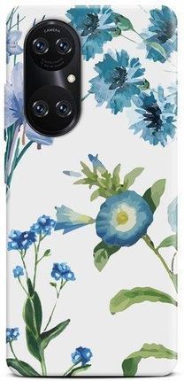 Casegadget Etui Nadruk Niebieskie Kwiaty Na Białym Huawei P50 Pro