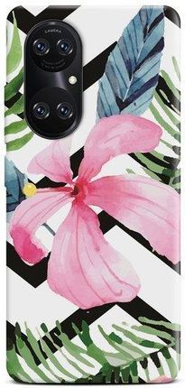Casegadget Etui Nadruk Różowy Kwiat I Liście Huawei P50 Pro