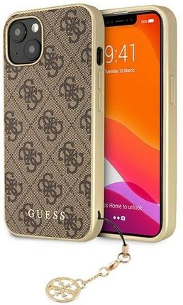 Guess GUHCP13MGF4GBR iPhone 13 6,1" brązowy/brown hardcase 4G Charms Collection