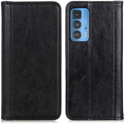 Skórzane Etui Wallet do Motorola Edge 20 Pro, Split Leather, Black