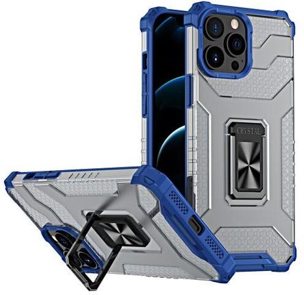 Crystal Ring Case pancerne hybrydowe etui pokrowiec + magnetyczny uchwyt iPhone 13 Pro Max niebieski